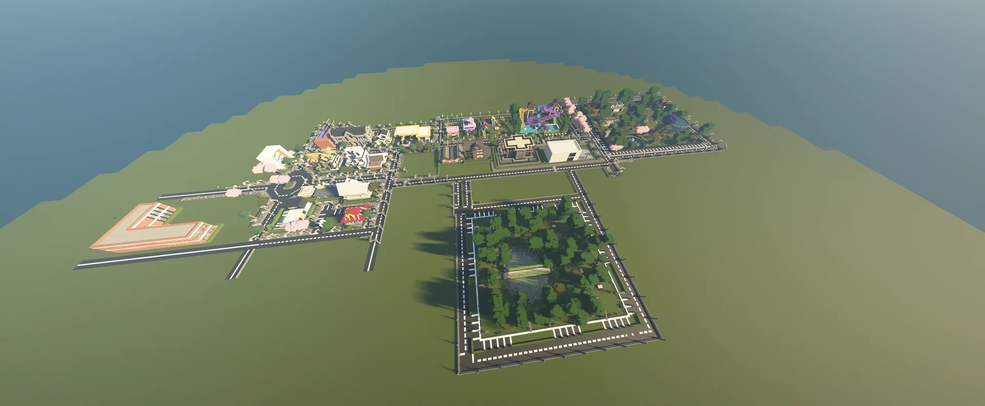 La ville Minecraft actuelle de Line vue du ciel